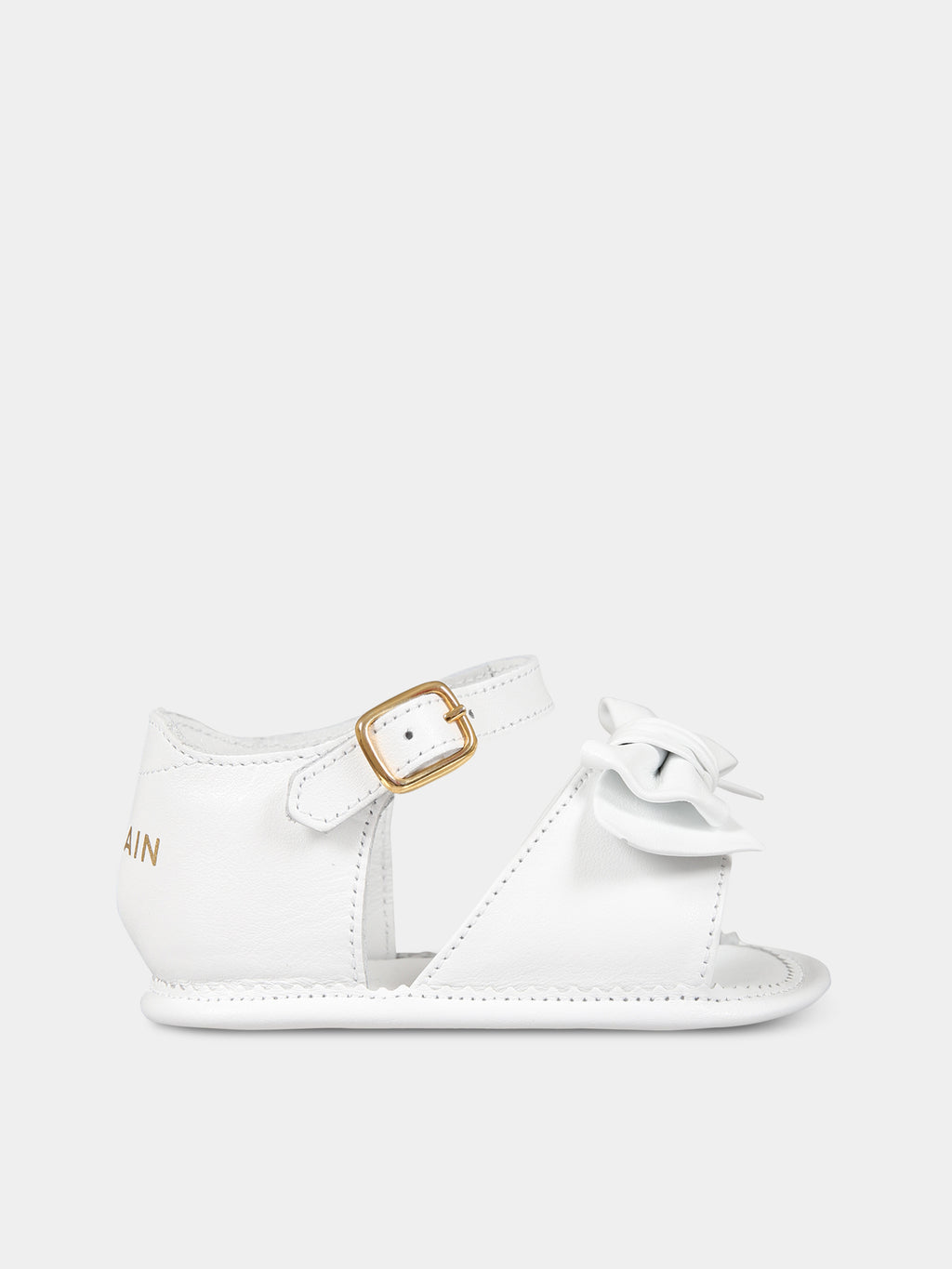 White sandals for baby girl with logo